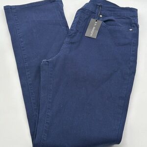 a.n. designs Womens Navy Blue Straight Leg‎ Stretch Pants Size 8 Style 7441 NWT